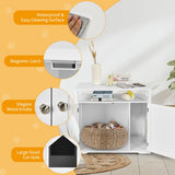 NNECW Cat Litter Box Enclosure with Adjustable and Removable Divider for Pet-White