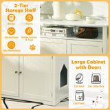 NNECW Cat Litter Box Enclosure with Adjustable and Removable Divider for Pet-White