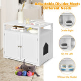 NNECW Cat Litter Box Enclosure with Adjustable and Removable Divider for Pet-White