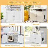 NNECW Cat Litter Box Enclosure with Adjustable and Removable Divider for Pet-White