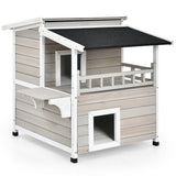 NNECW Cat House Shelter with Enclosure and Escape Doors for Pets