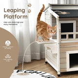 NNECW Cat House Shelter with Enclosure and Escape Doors for Pets