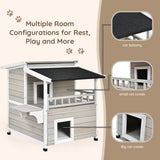 NNECW Cat House Shelter with Enclosure and Escape Doors for Pets