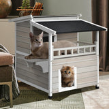 NNECW Cat House Shelter with Enclosure and Escape Doors for Pets