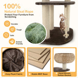 NNECW Rattan Cat Tree with Napping Percyh and Hanging Rope for Pet