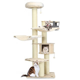 NNECW 197cm Multi-level Cat Tree Cat Tower with Wooden Condo