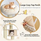 NNECW 197cm Multi-level Cat Tree Cat Tower with Wooden Condo