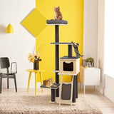 NNECW Solid Wood 4-Tier Cat Tree with Scratching Sisal Posts & Mat