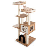 NNECW Multi-Level Tall Modern Cat Tree with 2 Top Plush Perches
