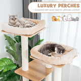 NNECW Multi-Level Tall Modern Cat Tree with 2 Top Plush Perches