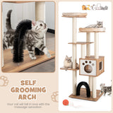NNECW Multi-Level Tall Modern Cat Tree with 2 Top Plush Perches