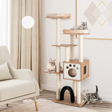 NNECW Multi-Level Tall Modern Cat Tree with 2 Top Plush Perches