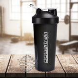 NNEDPE Powertrain 700ml Shaker Bottle Protein Water Sports Drink Black