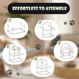 NNECW 5 Heights Elevated Pet Feeder with Detachable Stainless Steel Bowl for Dogs-Coffee
