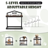 NNECW 5 Heights Elevated Pet Feeder with Detachable Stainless Steel Bowl for Dogs-Coffee
