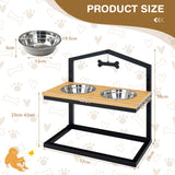 NNECW 5 Heights Elevated Pet Feeder with Detachable Stainless Steel Bowl for Dogs-Natural