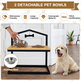 NNECW 5 Heights Elevated Pet Feeder with Detachable Stainless Steel Bowl for Dogs-Natural