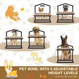NNECW 5 Heights Elevated Pet Feeder with Detachable Stainless Steel Bowl for Dogs-Natural