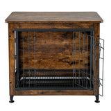 NNECW Dual Use Wooden Dog Crate with Double Doors & Removable Tray