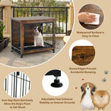 NNECW Dual Use Wooden Dog Crate with Double Doors & Removable Tray