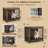 NNECW Dual Use Wooden Dog Crate with Double Doors & Removable Tray
