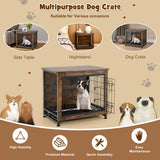 NNECW Dual Use Wooden Dog Crate with Double Doors & Removable Tray