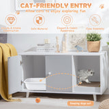 NNECW Cat Litter Box Enclosure with Divider for Large Cat &amp Kitty-Grey
