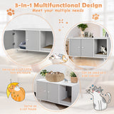 NNECW Cat Litter Box Enclosure with Divider for Large Cat &amp Kitty-Grey