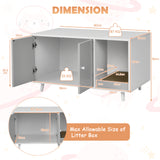 NNECW Cat Litter Box Enclosure with Divider for Large Cat &amp Kitty-Grey