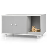 NNECW Cat Litter Box Enclosure with Divider for Large Cat &amp Kitty-Grey