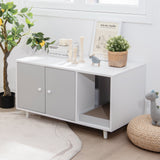 NNECW Cat Litter Box Enclosure with Divider for Large Cat &amp Kitty-Grey