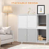 NNECW Cat Litter Box Enclosure with Divider for Large Cat &amp Kitty-Grey