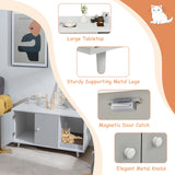 NNECW Cat Litter Box Enclosure with Divider for Large Cat &amp Kitty-Grey