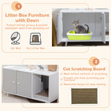 NNECW Cat Litter Box Enclosure with Divider for Large Cat &amp Kitty-Grey
