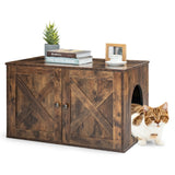 NNECW Cat Litter Box Enclosure with Doors and Removable Divider