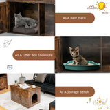 NNECW Cat Litter Box Enclosure with Doors and Removable Divider