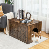NNECW Cat Litter Box Enclosure with Doors and Removable Divider