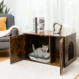 NNECW Cat Litter Box Enclosure with Doors and Removable Divider