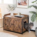 NNECW Cat Litter Box Enclosure with Double Doors