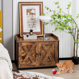 NNECW Cat Litter Box Enclosure with Double Doors