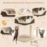 NNECW Compact Cat Tree Tower for Scratching Relaxing &amp Sleeping-Beige