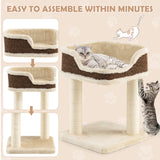 NNECW Compact Cat Tree Tower for Scratching Relaxing &amp Sleeping-Beige