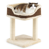 NNECW Compact Cat Tree Tower for Scratching Relaxing &amp Sleeping-Beige