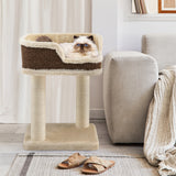 NNECW Compact Cat Tree Tower for Scratching Relaxing &amp Sleeping-Beige