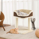 NNECW Compact Cat Tree Tower for Scratching Relaxing &amp Sleeping-Beige