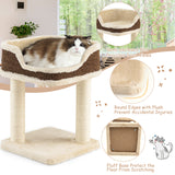 NNECW Compact Cat Tree Tower for Scratching Relaxing &amp Sleeping-Beige