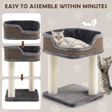 NNECW Compact Cat Tree Tower for Scratching Relaxing &amp Sleeping-Grey