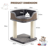 NNECW Compact Cat Tree Tower for Scratching Relaxing &amp Sleeping-Grey