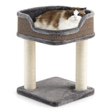 NNECW Compact Cat Tree Tower for Scratching Relaxing &amp Sleeping-Grey