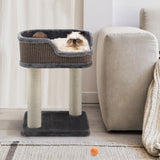 NNECW Compact Cat Tree Tower for Scratching Relaxing &amp Sleeping-Grey